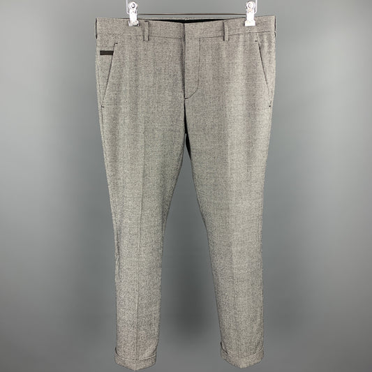 PRADA Size 30 Black & White Houndstooth Wool Button Fly Casual Pants
