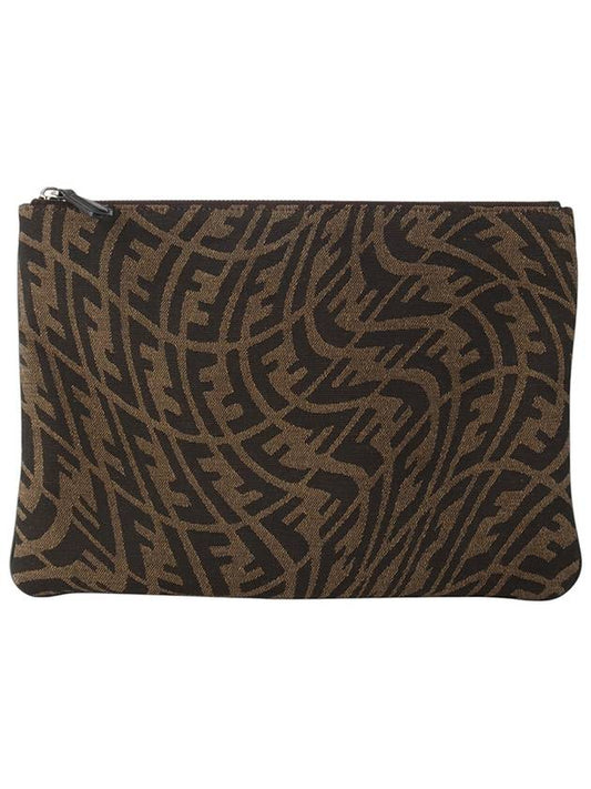 Fendi 7N0111 FF Vertigo Logo Canvas Juka Clutch33810 3
