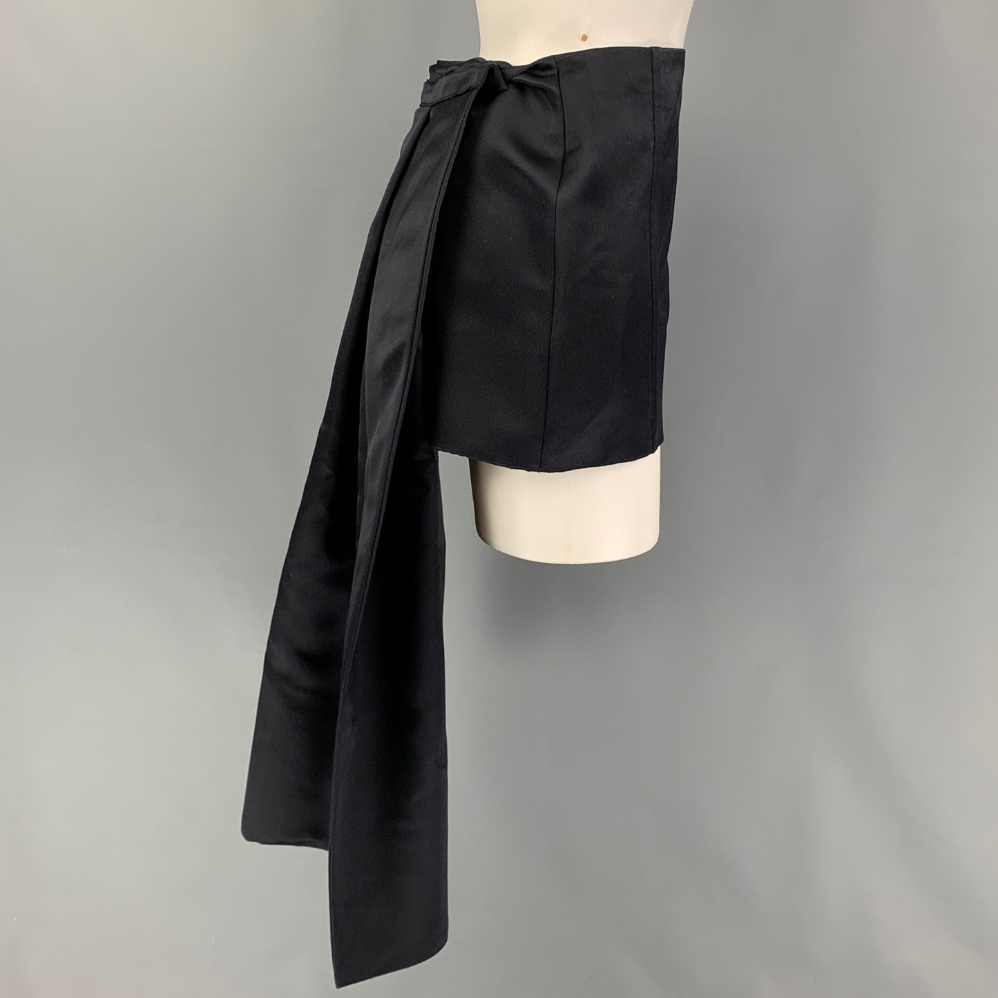 PRADA Size 2 Navy Double Satin Silk Mini Skirt