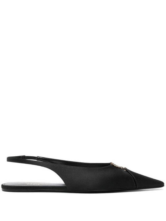 Saint Laurent Babylon Satin Slingback Flat Black