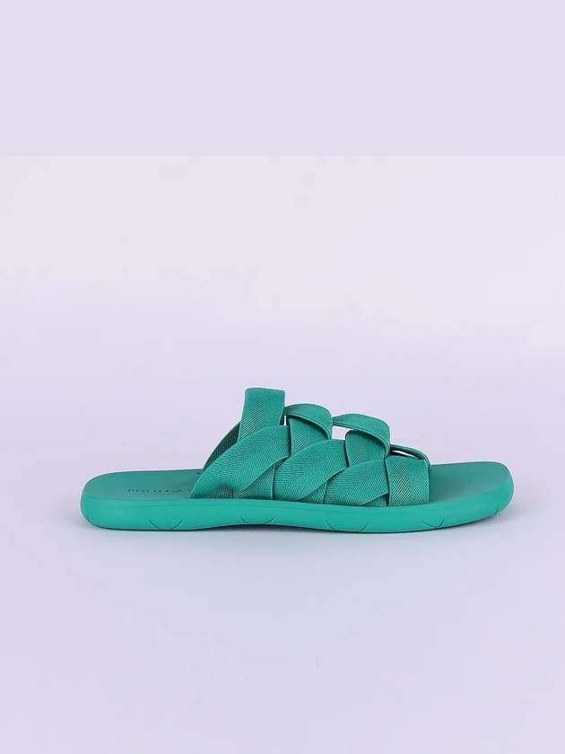 Bottega Veneta Intrecciato Flat Slippers Acid Turquoise