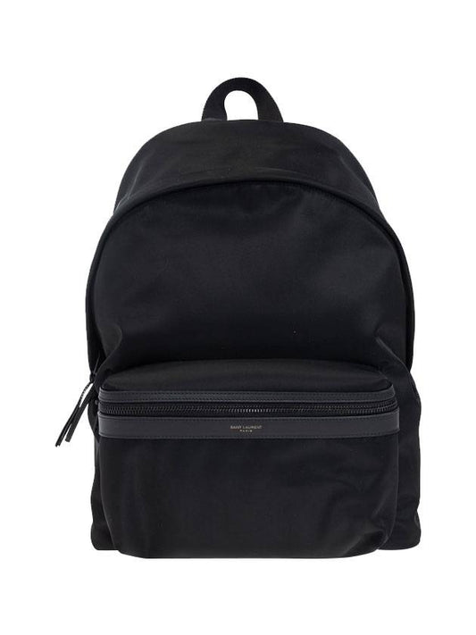 Saint Laurent City Leather Trim Backpack Black