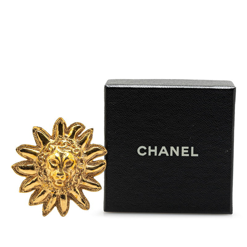 Chanel Lion Motif Brooch Gold Plated