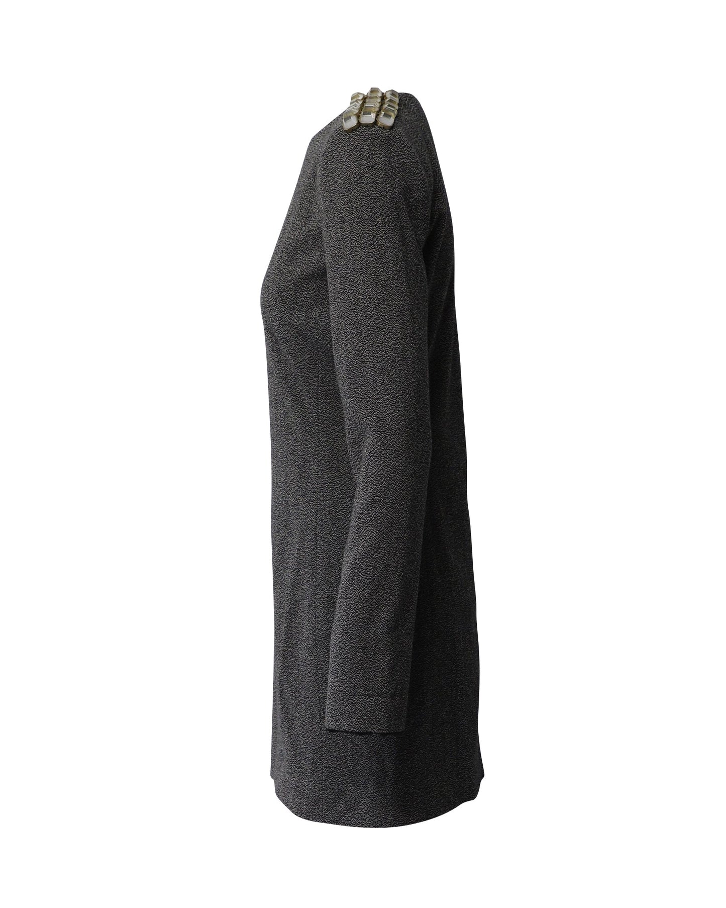 Chloe Epaulettes Sheath Dress in Black Wool