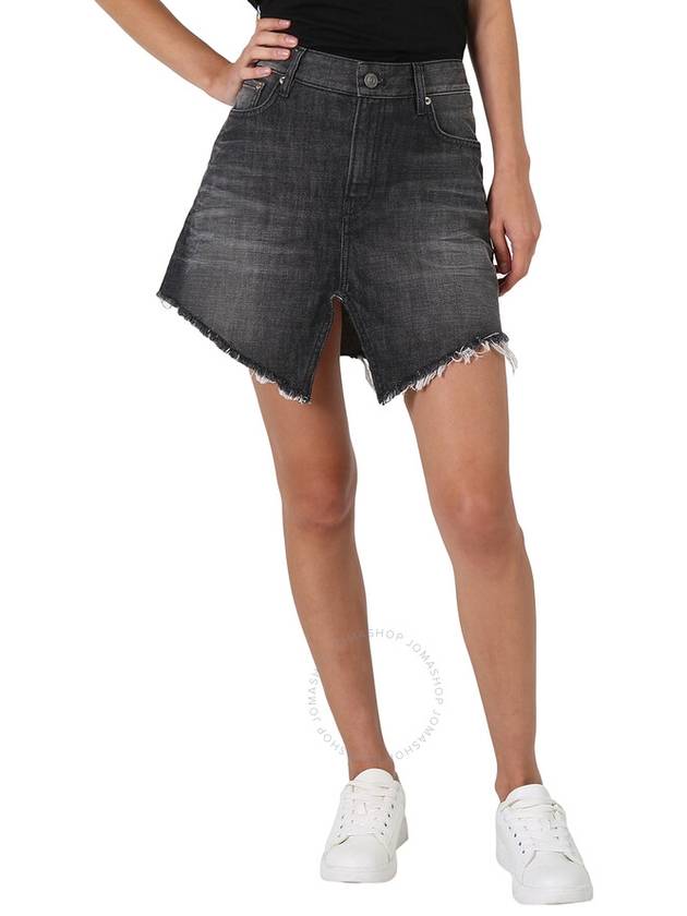 Balenciaga Women's Cut-Up Denim Skirt Gray
