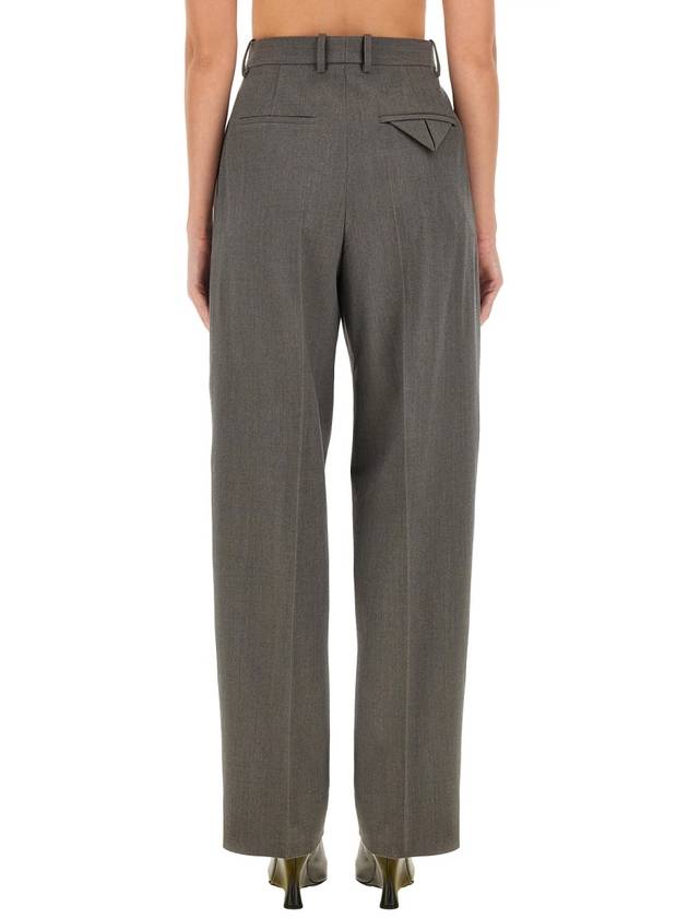 Bottega Veneta Pleated Straight Pants Grey Melange