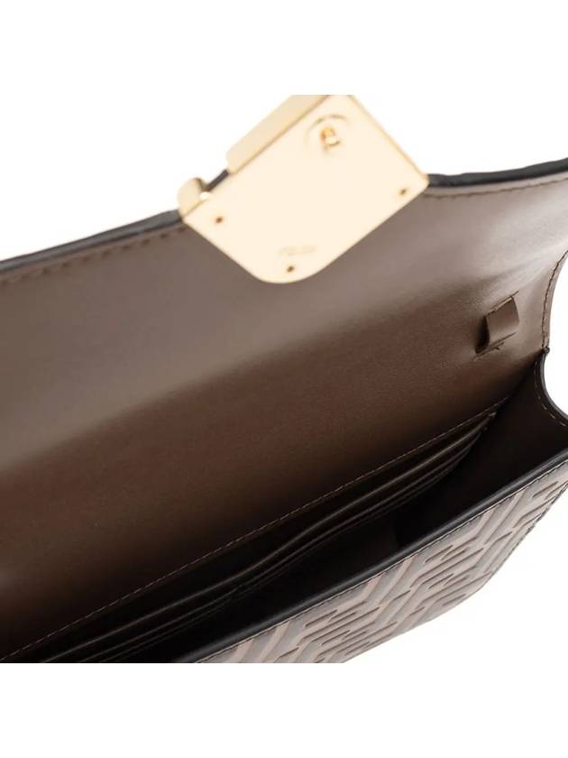 Fendi FF Diamond Flap Shoulder Back Brown