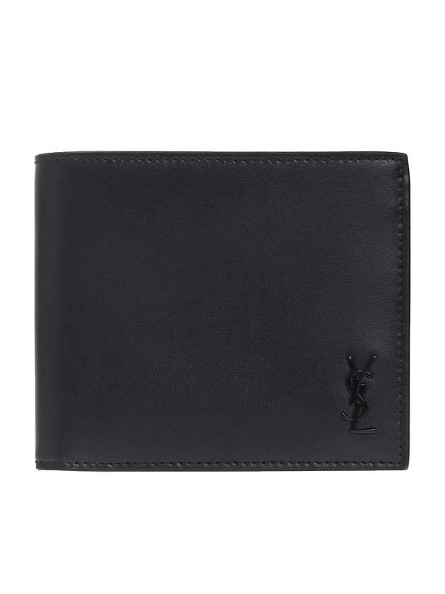 Saint Laurent Tiny Cassandre Monogram Half Wallet Black