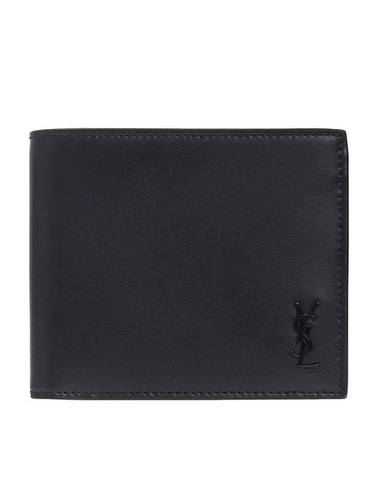 Saint Laurent Tiny Cassandre Monogram Half Wallet Black