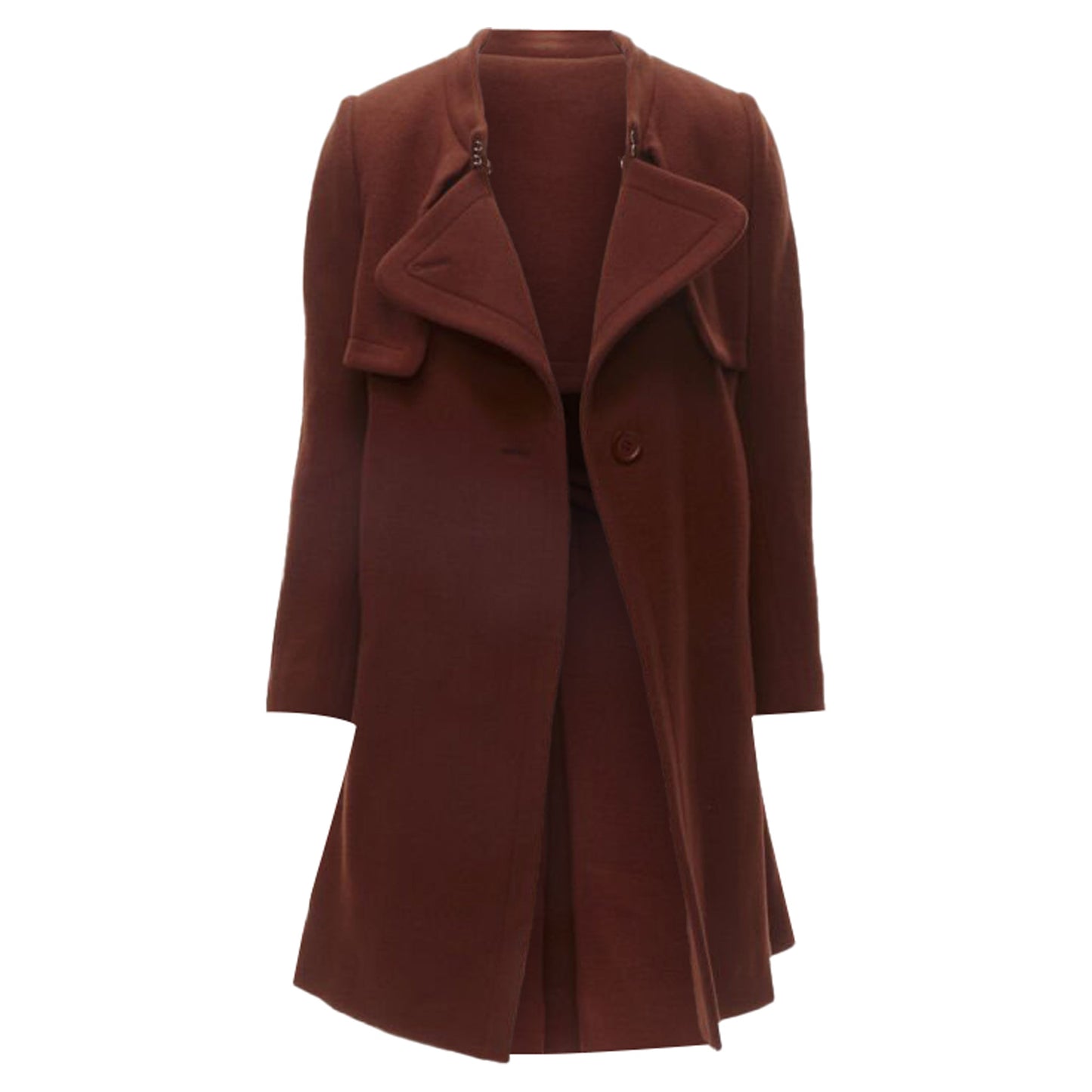 Chloe brick wool toggle belt long coat
