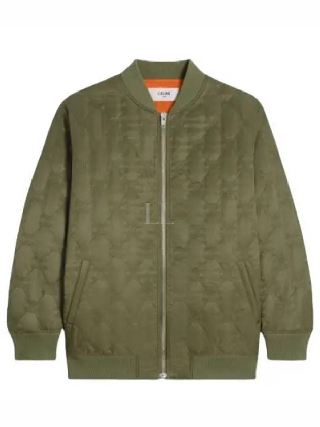 CELINE Triomphe Teddy Nylon Down Jacket Khaki