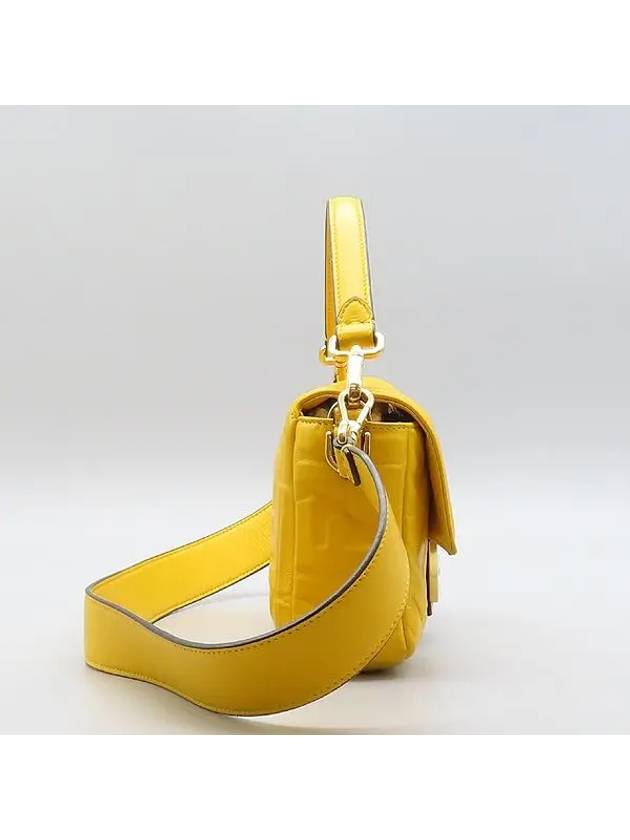 Fendi 8BR600 Yellow Nappa Leather Medium Baguette Shoulder Bag Strap 2WAY