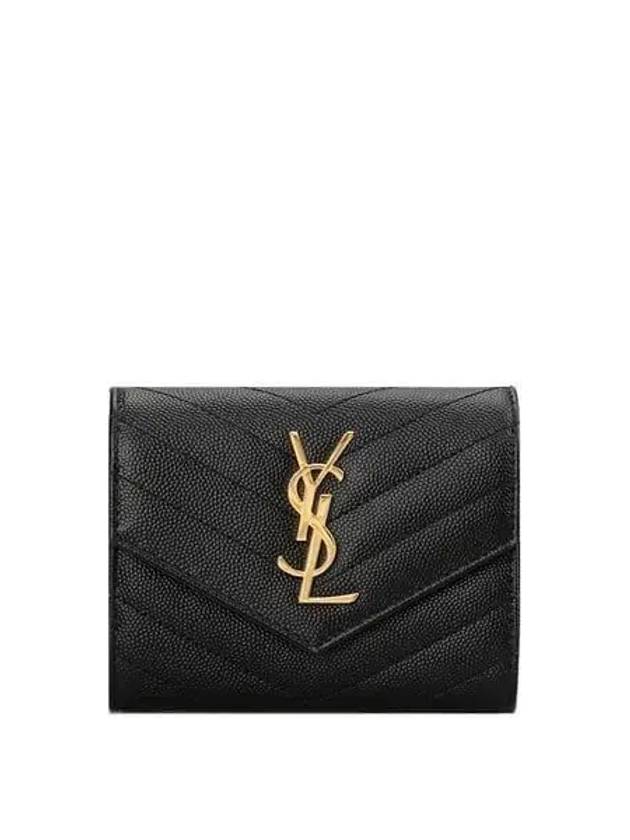 Saint Laurent Matelasse Monogram Quilting Flap Half Wallet Black