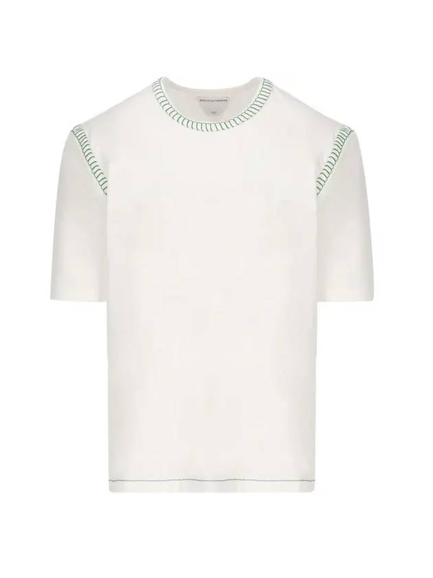 Bottega Veneta Overlock Parakeet Stitch Cotton Short Sleeve T-Shirt White