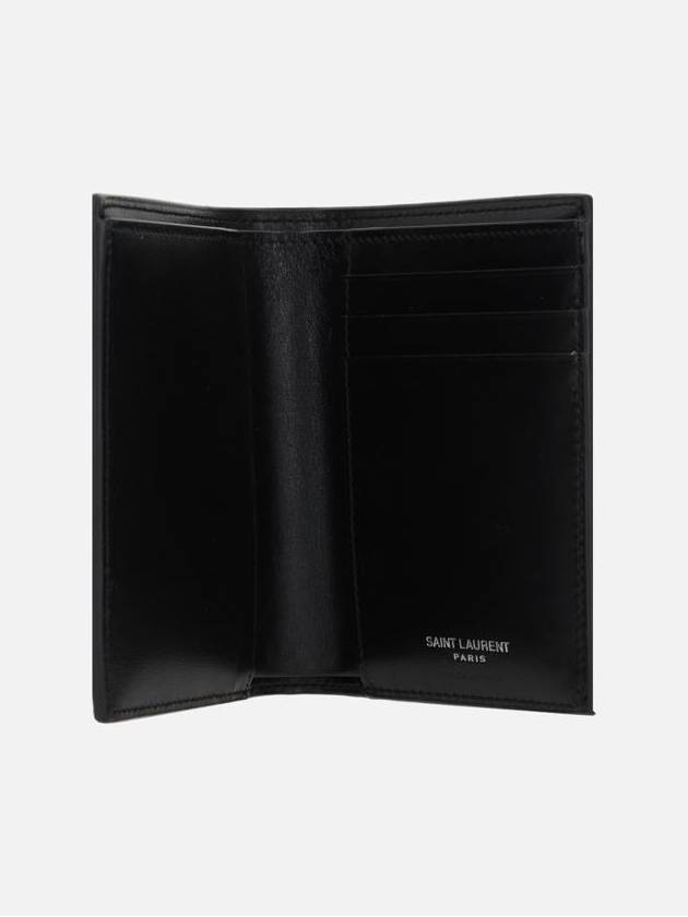 Saint Laurent Men's Silver Monogram Fold Half Wallet Black