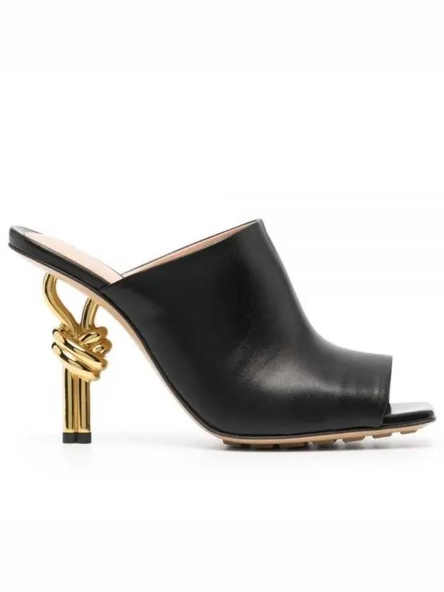 Bottega Veneta Knot Leather Heels Mules Black