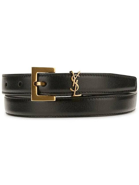 Saint Laurent Monogram Square Leather Belt Black