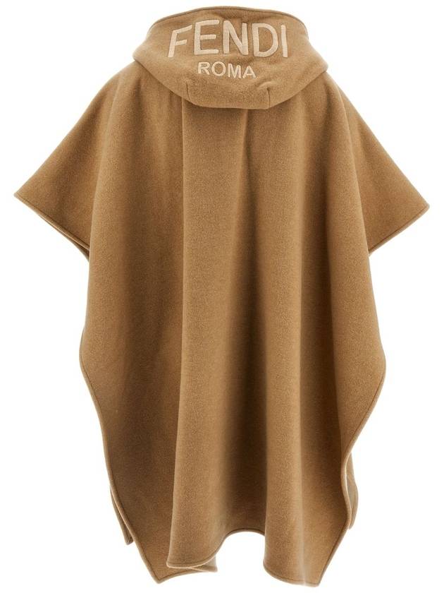 Fendi Roma Wool Poncho Beige