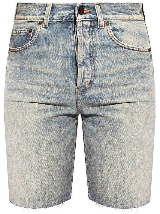 Saint Laurent Bermuda Biker Denim Shorts