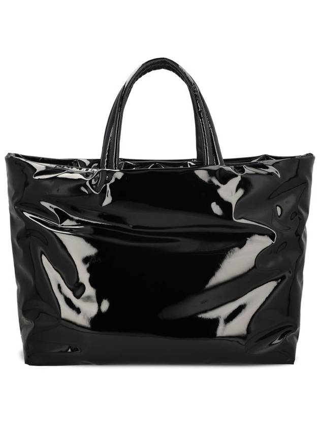 Saint Laurent Maxi Patent Canvas Tote Bag Black