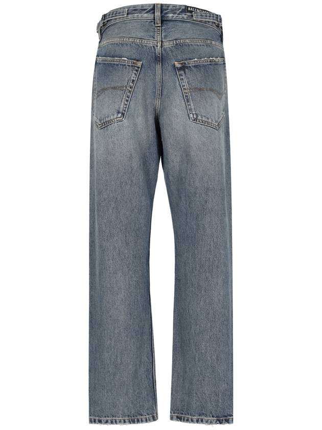 Balenciaga Vintage Effect Denim Straight Jeans Blue