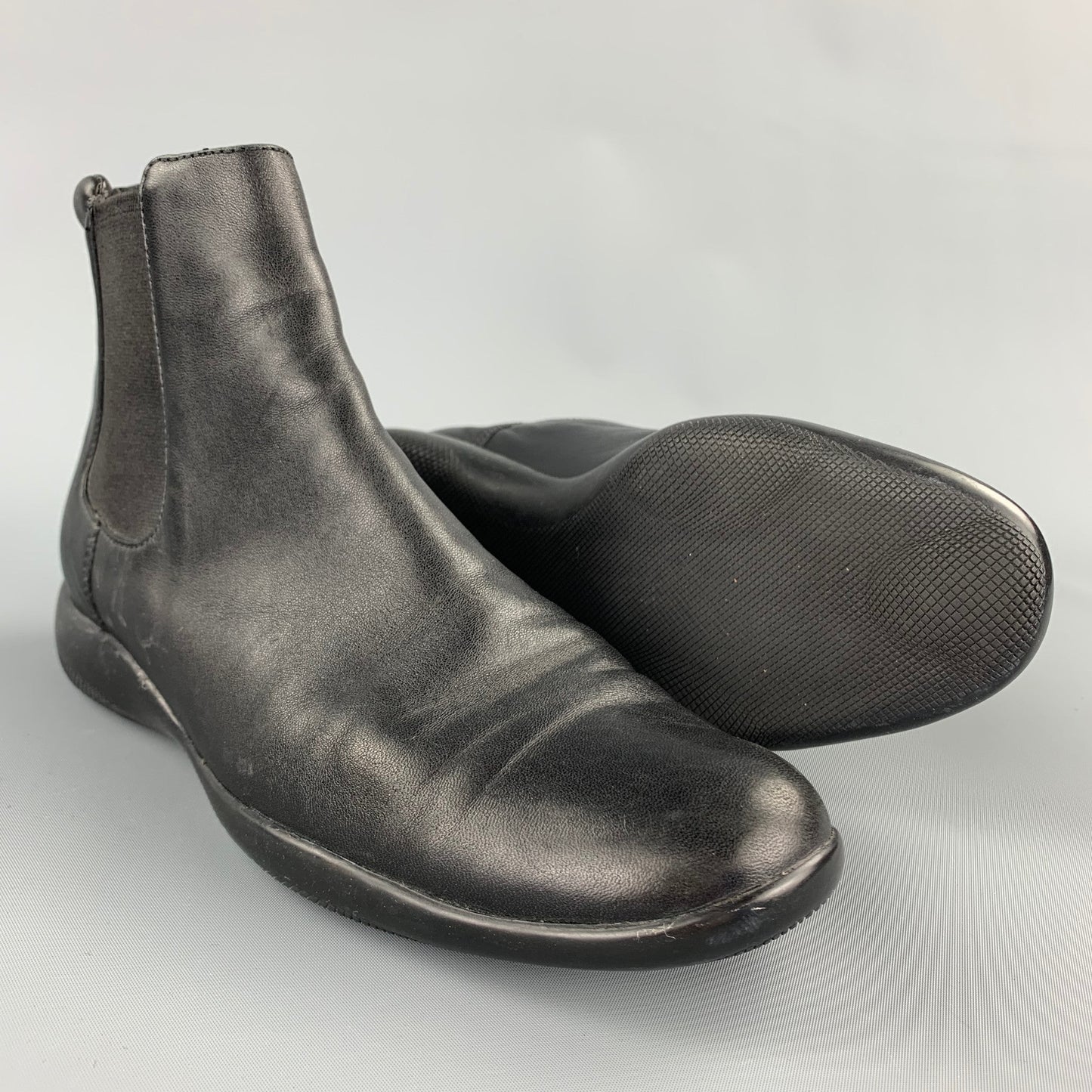 PRADA Sport Size 6.5 Black Leather Ankle Chelsea Boots