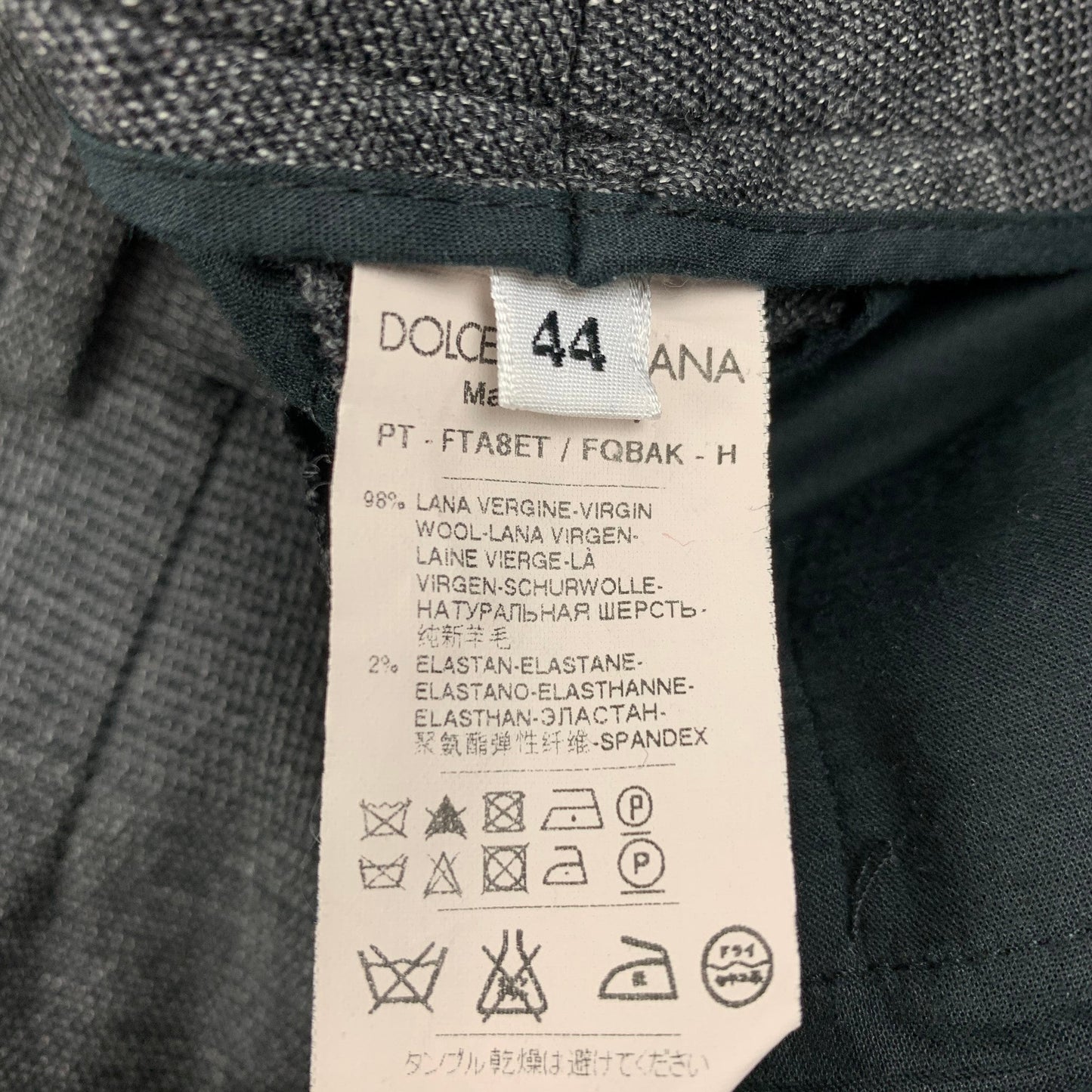 DOLCE & GABBANA Size 8 Black Grey Virgin Wool Straight Dress Pants