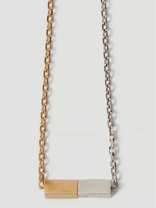 Bottega Veneta Dual Tone Necklace Silver
