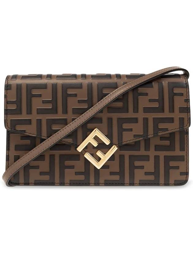 Fendi FF Diamond Flap Shoulder Back Brown