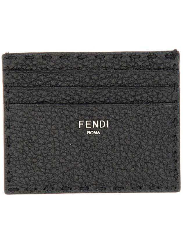 Fendi Selleria Leather Card Wallet Black