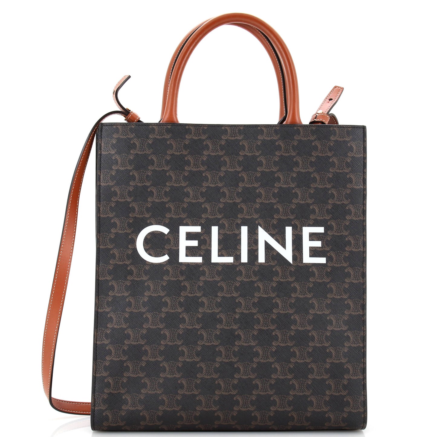 Celine Vertical Cabas Tote Triomphe Coated Canvas Small