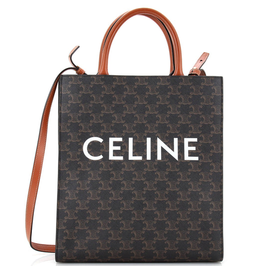 Celine Vertical Cabas Tote Triomphe Coated Canvas Small