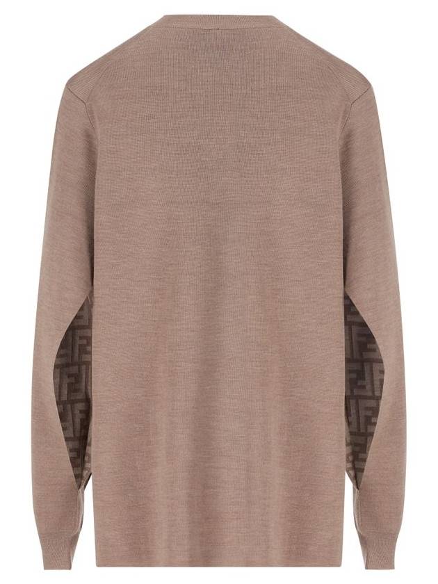 Fendi V-Neck Double Fabric Sweater Grey
