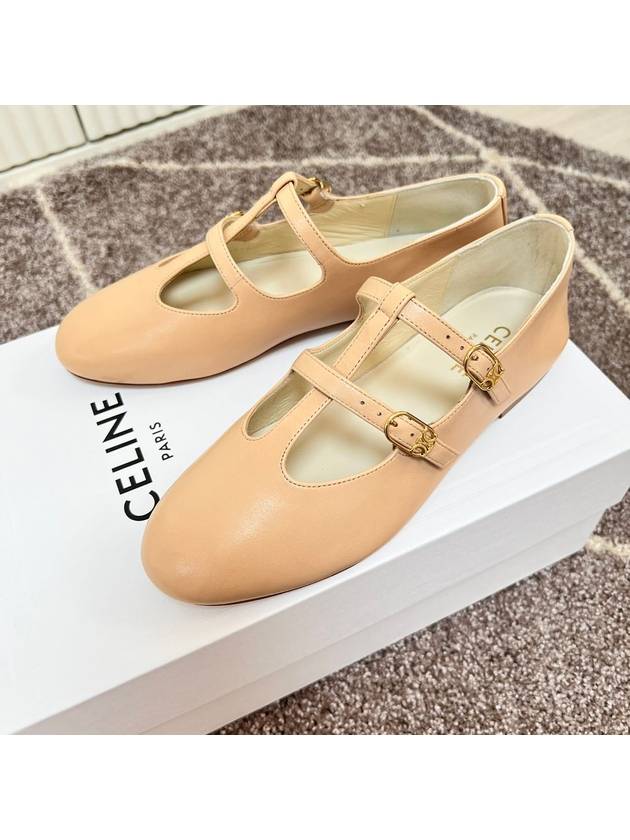 CELINE Les Double Strap Lambskin Ballerinas Pink
