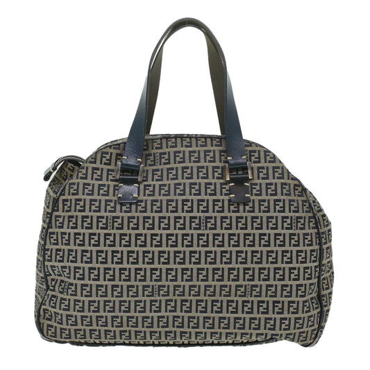 FENDI Zucchino Canvas Hand Bag Navy 71-16533-0-012 Auth ac1835