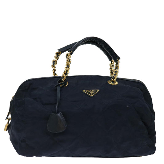 PRADA Quilted Hand Bag Nylon Navy  ac2871