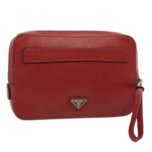 PRADA Safiano leather Clutch Bag Red  ac2882