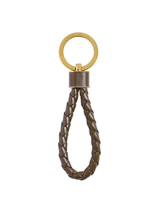 Bottega Veneta Intrecciato Lambskin Key Holder Brown