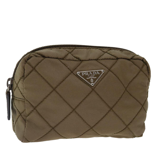 PRADA Quilted Pouch Nylon Beige  ac2906