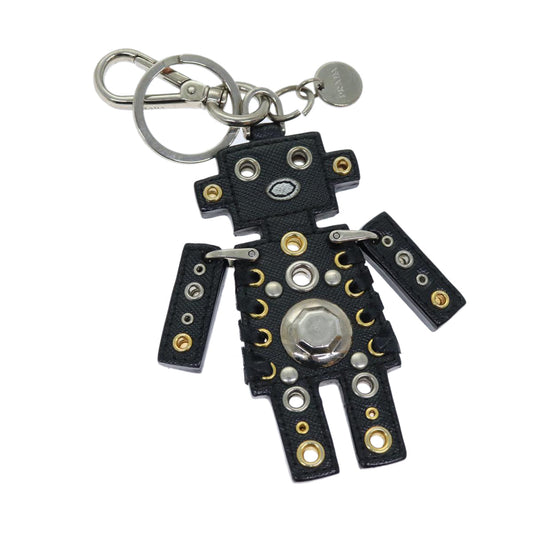 PRADA Safiano leather Charm Black Silver  ac2984
