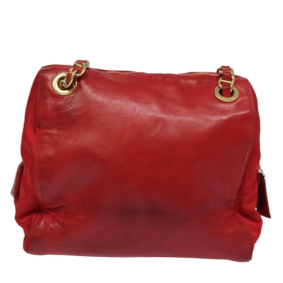 PRADA Chain Shoulder Bag Leather Red  ac3042
