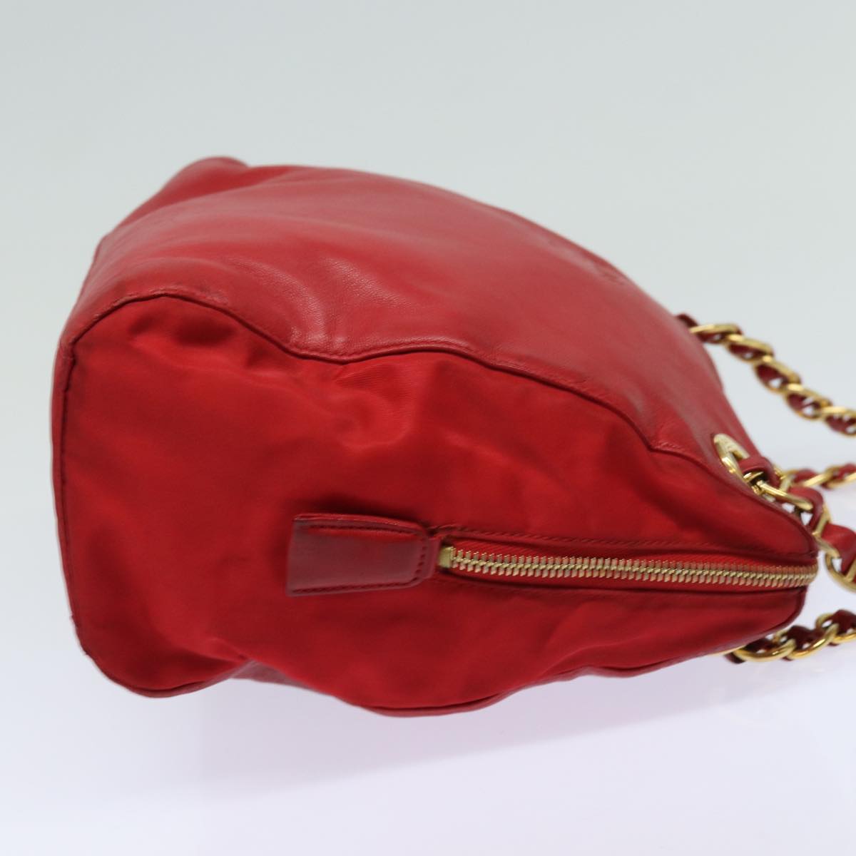 PRADA Chain Shoulder Bag Leather Red  ac3042