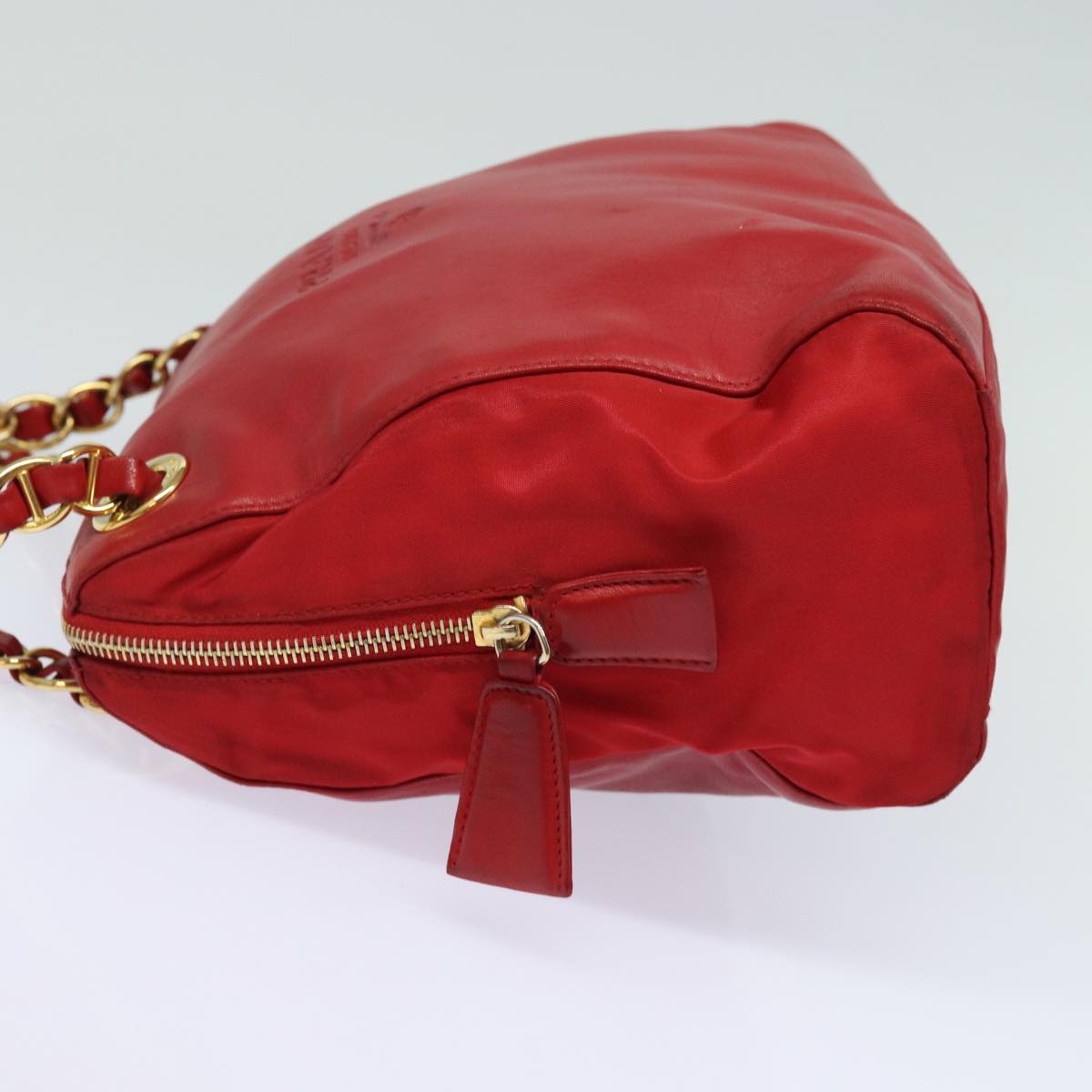 PRADA Chain Shoulder Bag Leather Red  ac3042