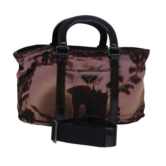 PRADA Hand Bag Nylon 2way Brown  ac3050