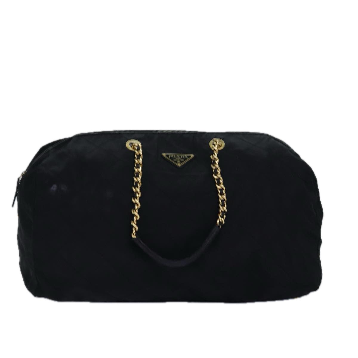 PRADA Chain Boston Bag Nylon Black  ac3064