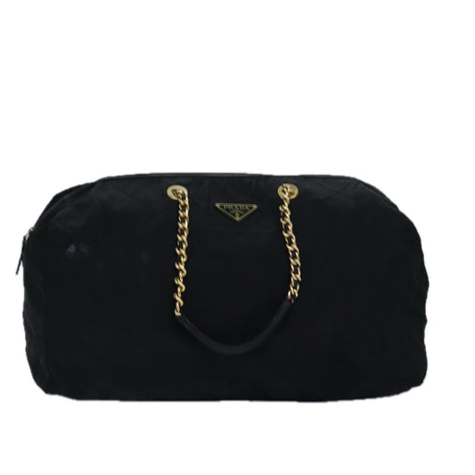 PRADA Chain Boston Bag Nylon Black  ac3064
