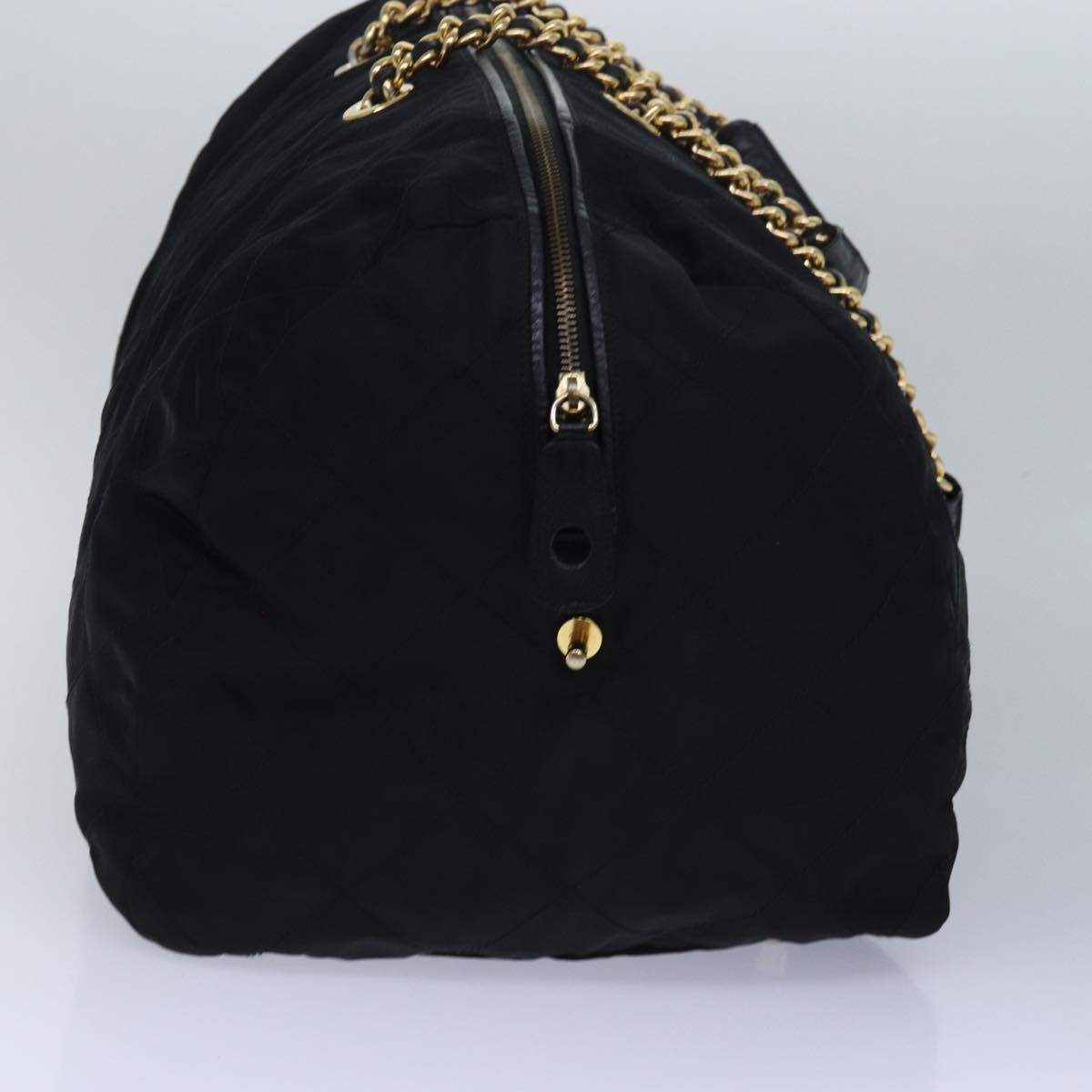 PRADA Chain Boston Bag Nylon Black  ac3064