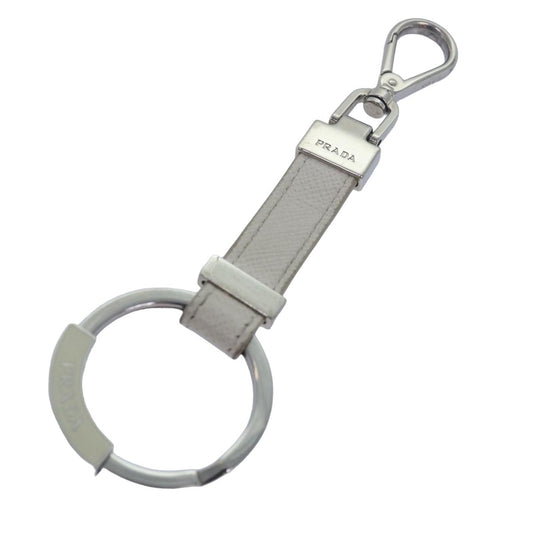 PRADA Key Holder Safiano leather White  ac3108