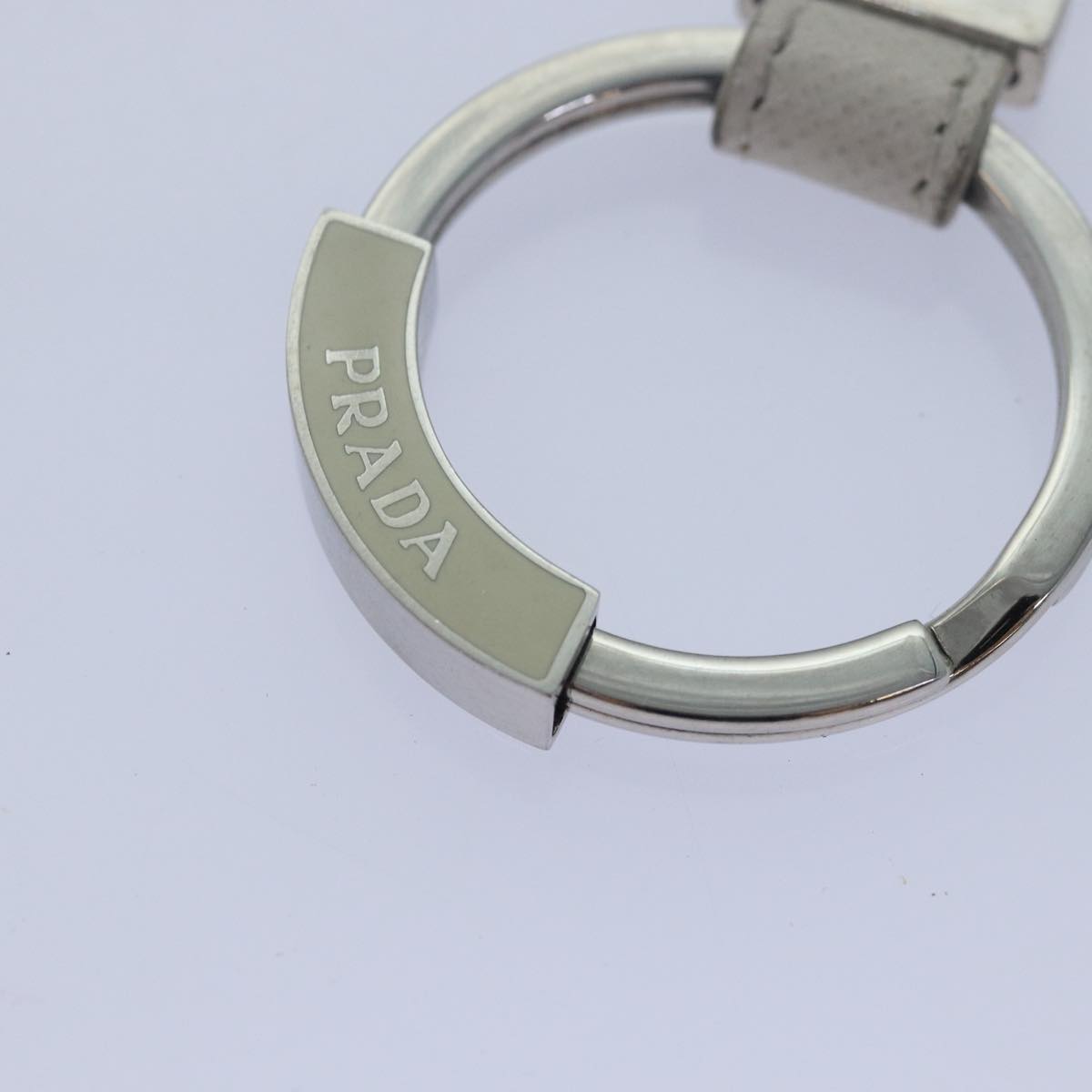 PRADA Key Holder Safiano leather White  ac3108