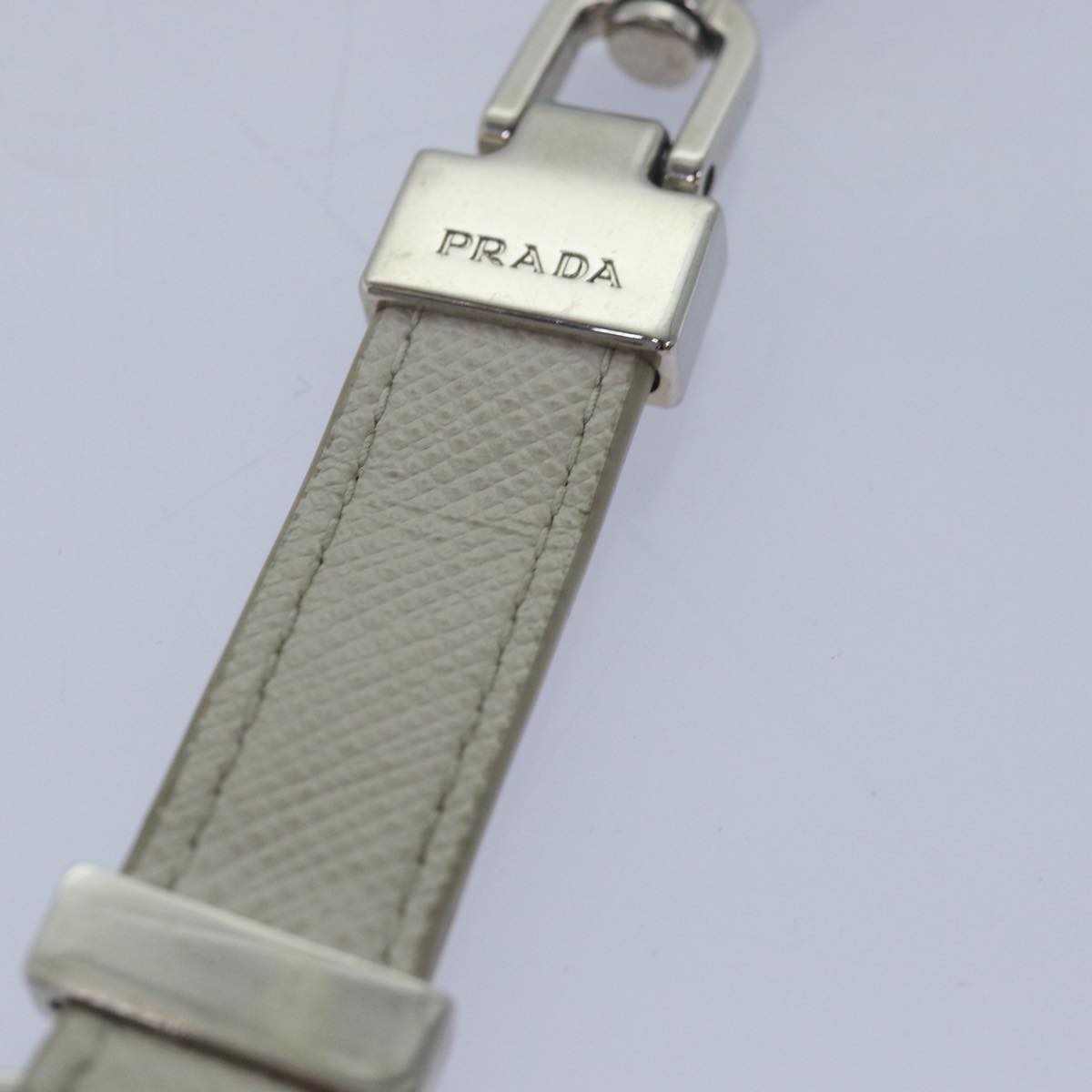 PRADA Key Holder Safiano leather White  ac3108